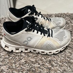 On Running Cream & Black Athletic Shoes